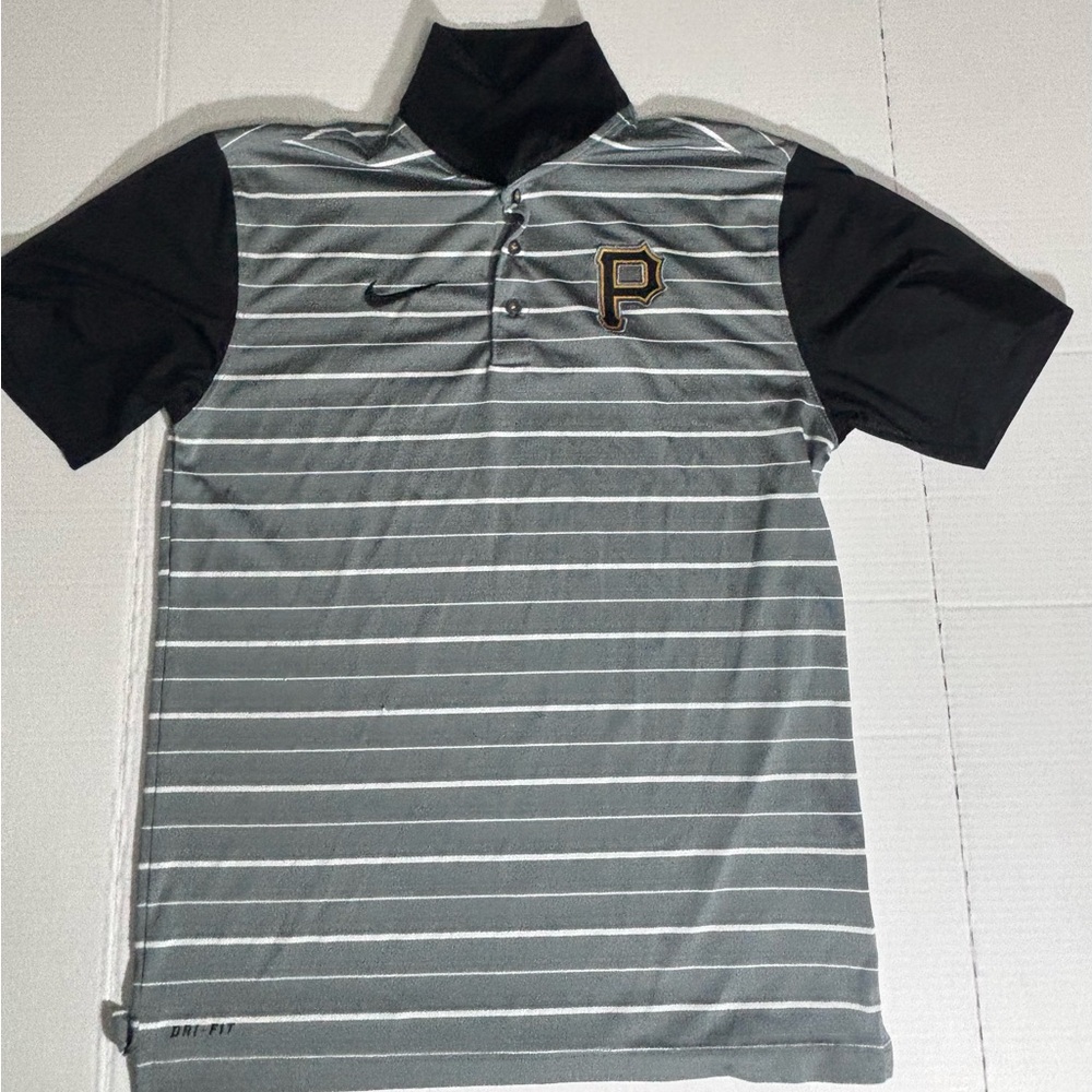 Nike Men's Black and Gray Pittsburgh Pirates Polo Shirt